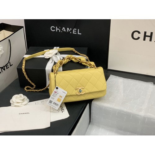 Chanel 2021 Shiny Lambskin & Gold-Tone Metal Yellow Flap Bag Chanel 2021 Shiny Lambskin & Gold-Tone Metal Yellow Flap Bag