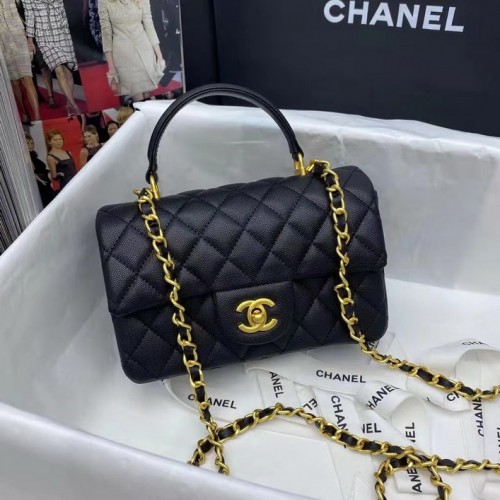 Chanel Mini Flap Bag with Top Handle AS2431 Black Chanel Mini Flap Bag with Top Handle AS2431 Black