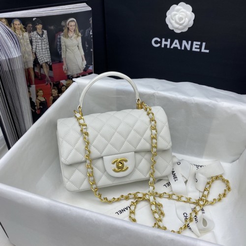 Chanel Mini Flap Bag with Top Handle AS2431 White Chanel Mini Flap Bag with Top Handle AS2431 White