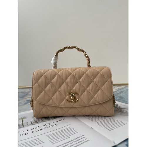 Chanel Small Flap Bag with Top Handle AS2478 Apricot Chanel Small Flap Bag with Top Handle AS2478 Apricot