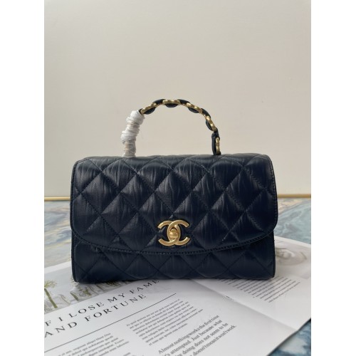 Chanel Small Flap Bag with Top Handle AS2478 Dark Blue Chanel Small Flap Bag with Top Handle AS2478 Dark Blue