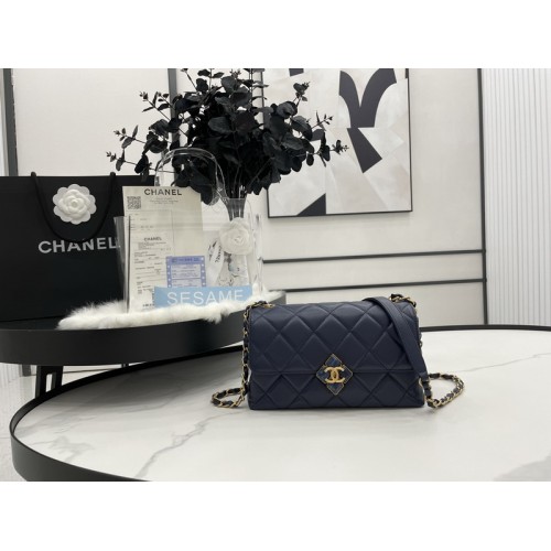 Chanel Quilted Lambskin Small Flap Bag AS2634 Blue Chanel Quilted Lambskin Small Flap Bag AS2634 Blue