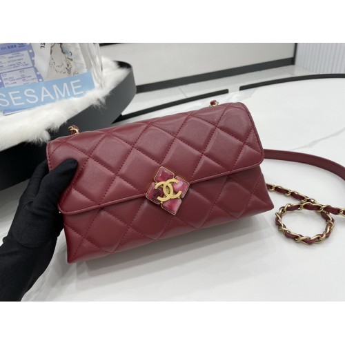 Chanel Quilted Lambskin Small Flap Bag AS2634 Red Chanel Quilted Lambskin Small Flap Bag AS2634 Red