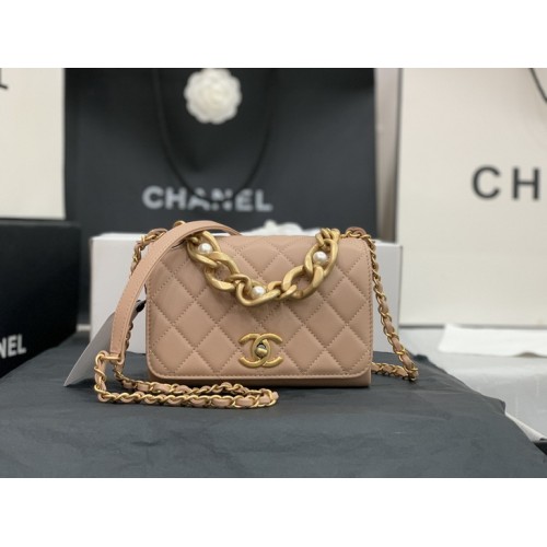 Chanel Calfskin & Gold-Tone Metal Mini Flap Bag AS2638 Apricot Chanel Calfskin & Gold-Tone Metal Mini Flap Bag AS2638 Apricot