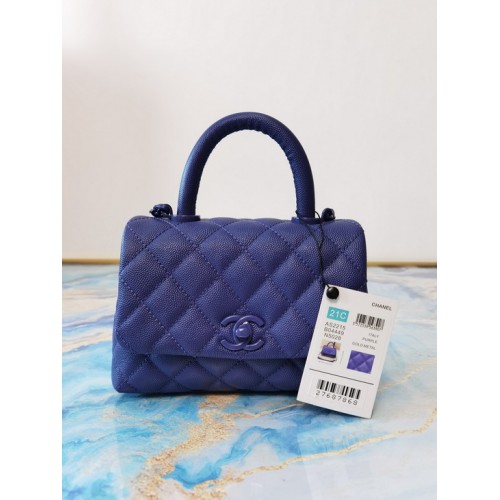 Chanel 2021 Mini Coco Handle Flap Bag Blue Chanel 2021 Mini Coco Handle Flap Bag Blue