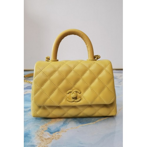 Chanel 2021 Mini Coco Handle Flap Bag Yellow Chanel 2021 Mini Coco Handle Flap Bag Yellow