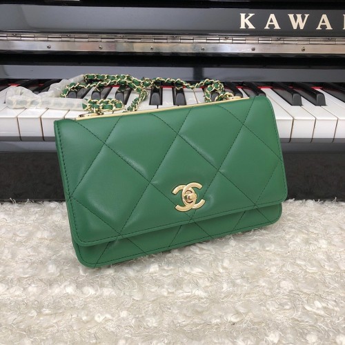 Chanel Small Flap Bag WOC 80982 Big Quilted Green Chanel Small Flap Bag WOC 80982 Big Quilted Green