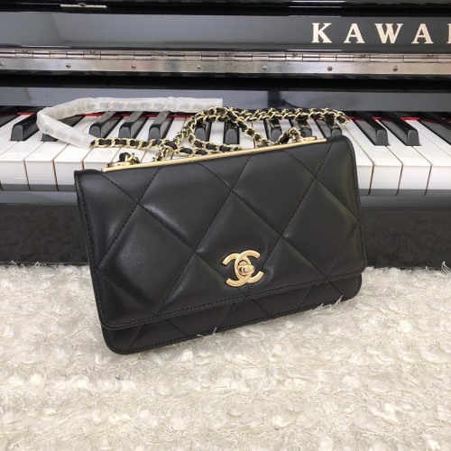 Chanel Small Flap Bag WOC 80982 Big Quilted Black Chanel Small Flap Bag WOC 80982 Big Quilted Black