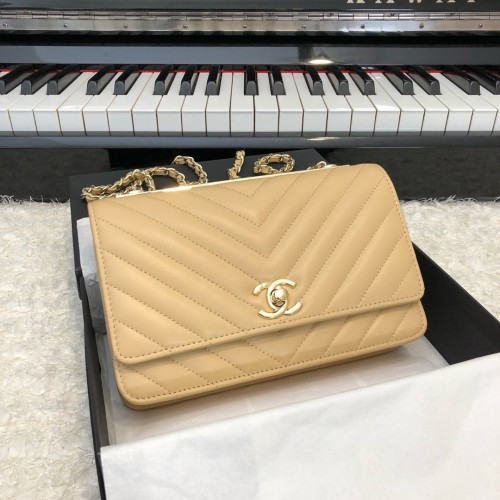 Chanel Small Flap Bag WOC 80982 V line Apricot Chanel Small Flap Bag WOC 80982 V line Apricot