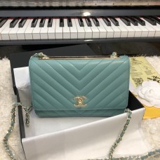 Chanel Small Flap Bag WOC 80982 V line Light Blue Chanel Small Flap Bag WOC 80982 V line Light Blue