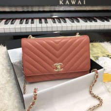 Chanel Small Flap Bag WOC 80982 V line Light Red Chanel Small Flap Bag WOC 80982 V line Light Red