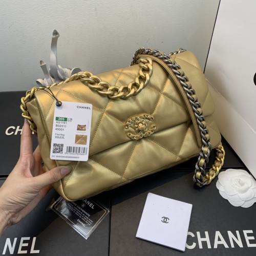 Chanel 19 Large Flap Bag Lambskin Gold Chanel 19 Large Flap Bag Lambskin Gold