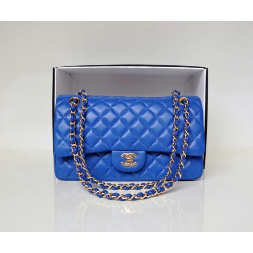 Chanel Lambskin Quilted Medium Double Flap Blue/G Chanel Lambskin Quilted Medium Double Flap Blue/G