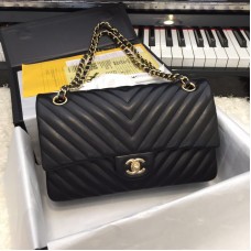 Chanel Classic 2.55 Flap Bag Lambskin V Line Black Chanel Classic 2.55 Flap Bag Lambskin V Line Black