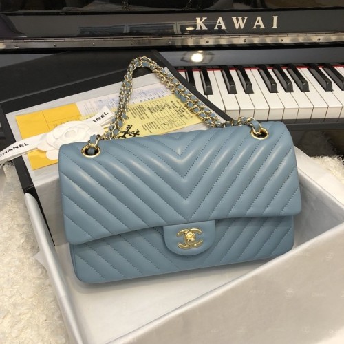 Chanel Classic 2.55 Flap Bag Lambskin V Line Blue Chanel Classic 2.55 Flap Bag Lambskin V Line Blue