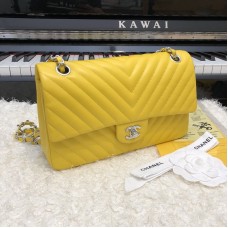 Chanel Classic 2.55 Flap Bag Lambskin V Line Yellow Chanel Classic 2.55 Flap Bag Lambskin V Line Yellow