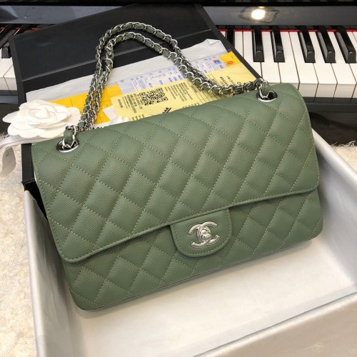 Chanel Classic Flap Medium Bag New Caviar Green Chanel Classic Flap Medium Bag New Caviar Green