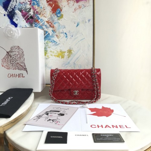 Chanel 1112 Flap Shoulder bag Bright Red Patent Leather Silver Chanel 1112 Flap Shoulder bag Bright Red Patent Leather Silver