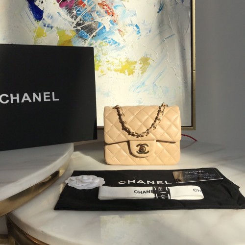 Chanel Lambskin Quilted Mini Double Flap Bag Apricot/G 1115 Chanel Lambskin Quilted Mini Double Flap Bag Apricot/G 1115