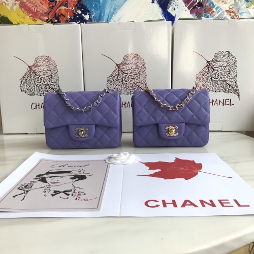 Chanel Mini Lambskin Classic Flap Shoulder Bag Violet Chanel Mini Lambskin Classic Flap Shoulder Bag Violet