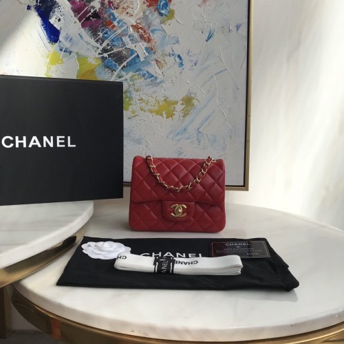 Chanel Lambskin Quilted Mini Double Flap Bag Red/G 1115 Chanel Lambskin Quilted Mini Double Flap Bag Red/G 1115