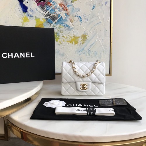 Chanel Lambskin Quilted Mini Double Flap Bag White/G 1115 Chanel Lambskin Quilted Mini Double Flap Bag White/G 1115