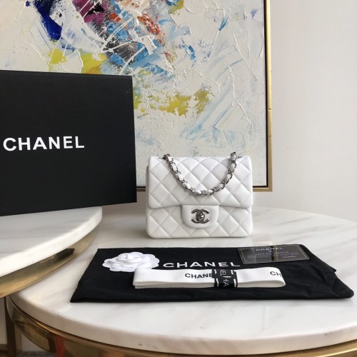 Chanel Lambskin Quilted Mini Double Flap Bag White/S 1115 Chanel Lambskin Quilted Mini Double Flap Bag White/S 1115