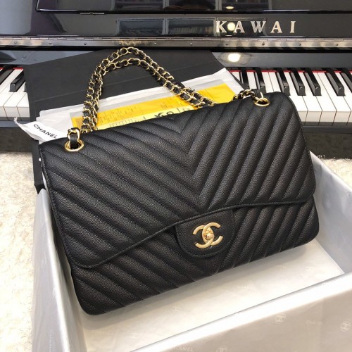 Chanel 1113 Large Flap Bag Caviar V Line Black Chanel 1113 Large Flap Bag Caviar V Line Black
