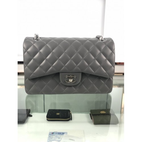 Chanel 1113 Large Flap Bag Lambskin Deep Grey Chanel 1113 Large Flap Bag Lambskin Deep Grey