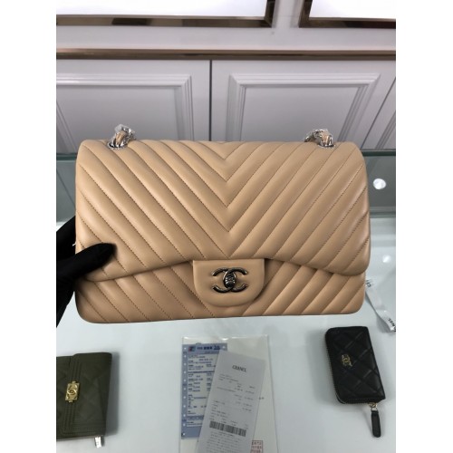 Chanel 1113 Large Flap Bag Lambskin V Line Apricot Chanel 1113 Large Flap Bag Lambskin V Line Apricot