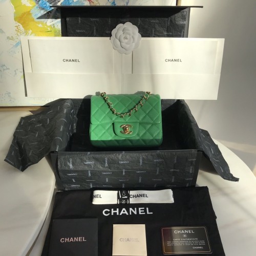 Chanel Mini Flap Bag 1115 Caviar Leather Green Hardware Chanel Mini Flap Bag 1115 Caviar Leather Green Hardware