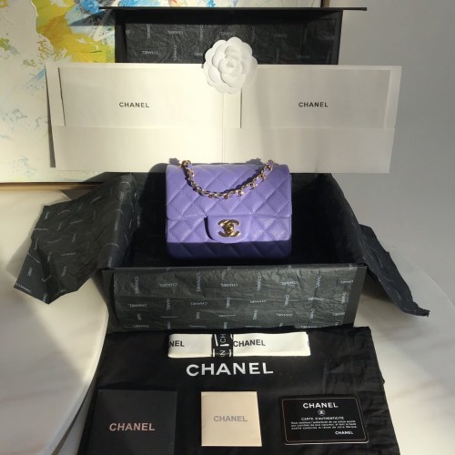 Chanel Mini Flap Bag 1115 Caviar Leather Violet Hardware Chanel Mini Flap Bag 1115 Caviar Leather Violet Hardware