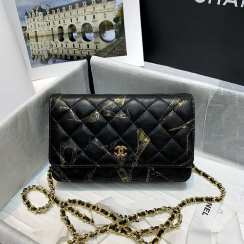 Chanel Wallet On Chain Color Silk Lambskin Black Chanel Wallet On Chain Color Silk Lambskin Black