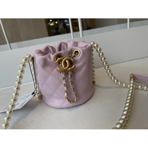 Chanel Mini Drawstring Bag Imitation Pearls AS2529 Light Pink Chanel Mini Drawstring Bag Imitation Pearls AS2529 Light Pink