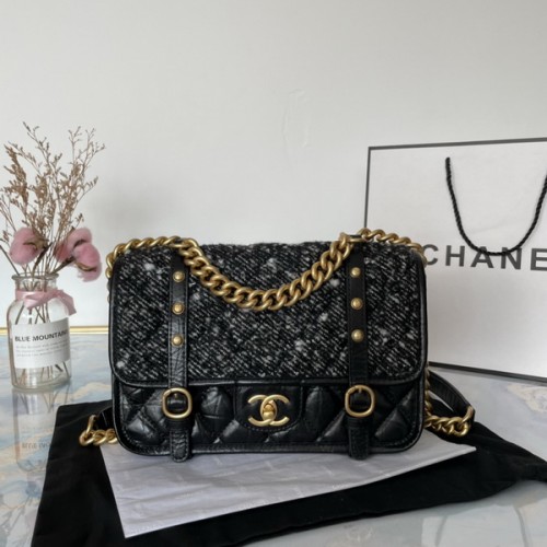 Chanel Flap Bag Twill Soft Nylon Vintage Calfskin Golden Metal AS2696 Chanel Flap Bag Twill Soft Nylon Vintage Calfskin Golden Metal AS2696