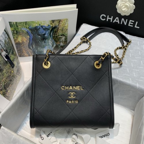Chanel Small Shopping Bag Calfskin Gold-Tone Metal AS2750 Black Chanel Small Shopping Bag Calfskin Gold-Tone Metal AS2750 Black