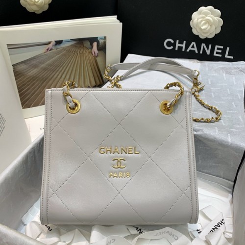 Chanel Small Shopping Bag Calfskin Gold-Tone Metal AS2750 Grey Chanel Small Shopping Bag Calfskin Gold-Tone Metal AS2750 Grey