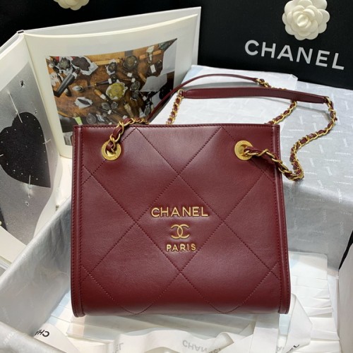 Chanel Small Shopping Bag Calfskin Gold-Tone Metal AS2750 Red Chanel Small Shopping Bag Calfskin Gold-Tone Metal AS2750 Red