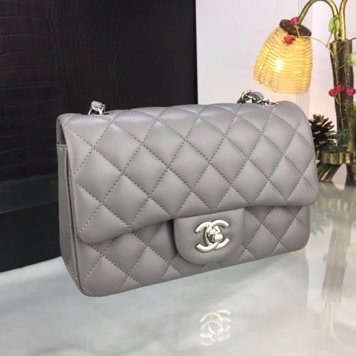 Chanel Small Flap Bag Italy Lambskin Grey Hardware 1116 Chanel Small Flap Bag Italy Lambskin Grey Hardware 1116