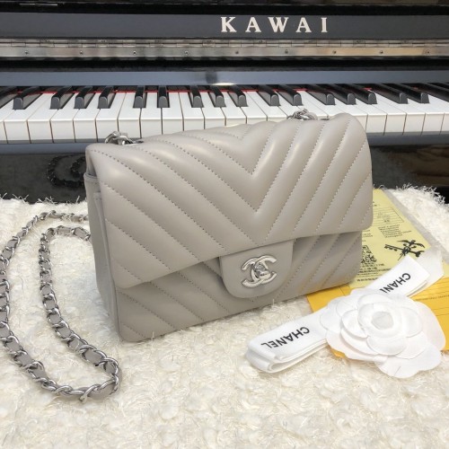 Chanel Small Flap Bag Lambskin Bag Light Grey Hardware 1116 Chanel Small Flap Bag Lambskin Bag Light Grey Hardware 1116