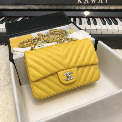 Chanel Small Flap Bag Lambskin Bag Yellow Hardware 1116 Chanel Small Flap Bag Lambskin Bag Yellow Hardware 1116