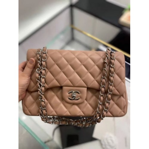 Chanel CF Classic Large Flap Bag Imported Sheepskin Milk Tea Color Chanel CF Classic Large Flap Bag Imported Sheepskin Milk Tea Color