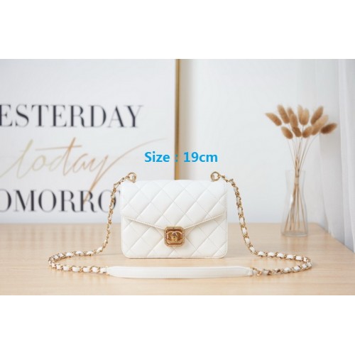 Chanel Rhinestone Closure Bag White Chanel Rhinestone Closure Bag White