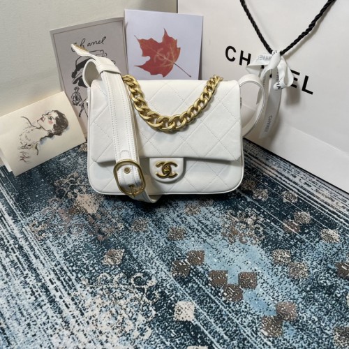 Chanel New 2021 Flap Bag White Lambskin Gold Metal AS2842 Chanel New 2021 Flap Bag White Lambskin Gold Metal AS2842