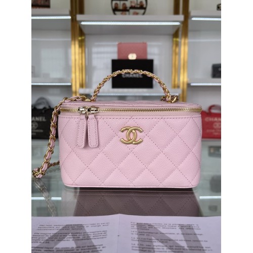 Chanel 2022 Calfskin Vanity Case AP2805 Pink Chanel 2022 Calfskin Vanity Case AP2805 Pink