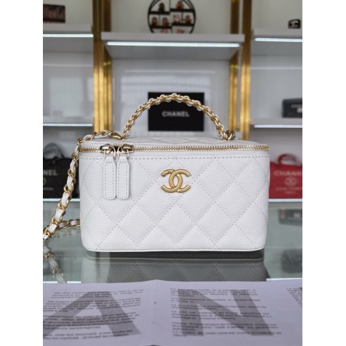 Chanel 2022 Calfskin Vanity Case AP2805 White Chanel 2022 Calfskin Vanity Case AP2805 White