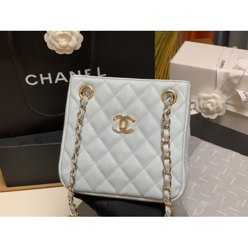 Chanel 2022 SS Leather Tote Bucket Bag AS3176 White Chanel 2022 SS Leather Tote Bucket Bag AS3176 White