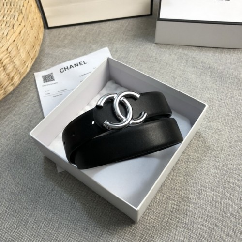 CHANEL 25S BELT 30 MM IN GREY CALFSKIN WITH SILVER HARDWARE 615093