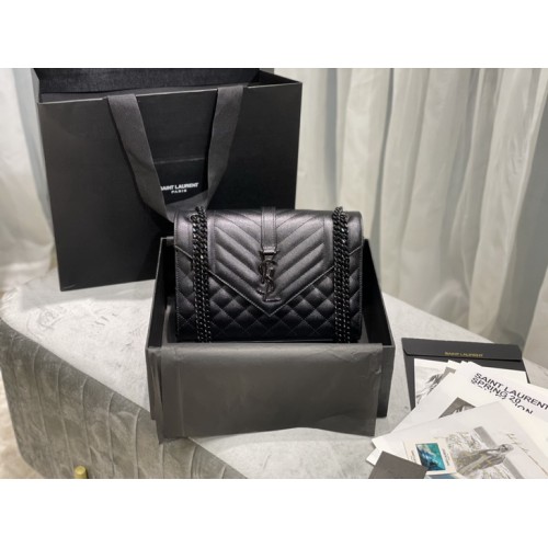 Saint Laurent Envelope Medium Bag 487206 Smooth Leather Black Saint Laurent Envelope Medium Bag 487206 Smooth Leather Black
