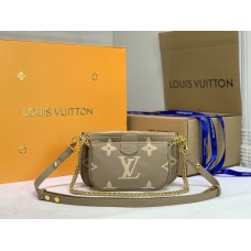 Louis Vuitton Multi Pochette Accessoires Monogram Empreinte Leather In Grey Louis Vuitton Multi Pochette Accessoires Monogram Empreinte Leather In Grey
